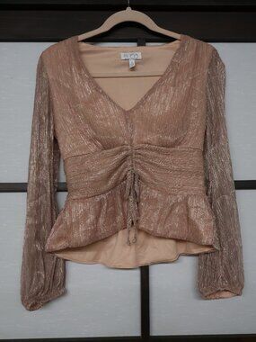 Sofia Jeans Sofia Vergara Giselle Shimmer Peplum Top Size M NWOT
